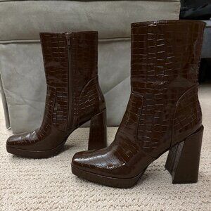 Faux Croc Platform Boot